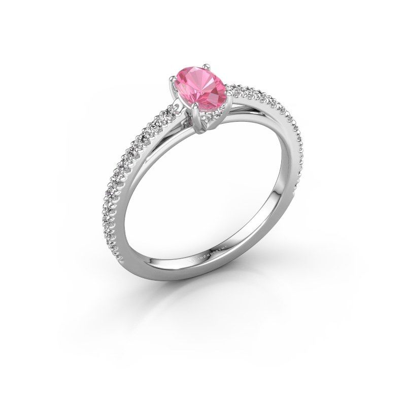 Bild von Verlobungsring haley ovl 2<br/>585 Weißgold<br/>Pink Saphir 6x4 mm