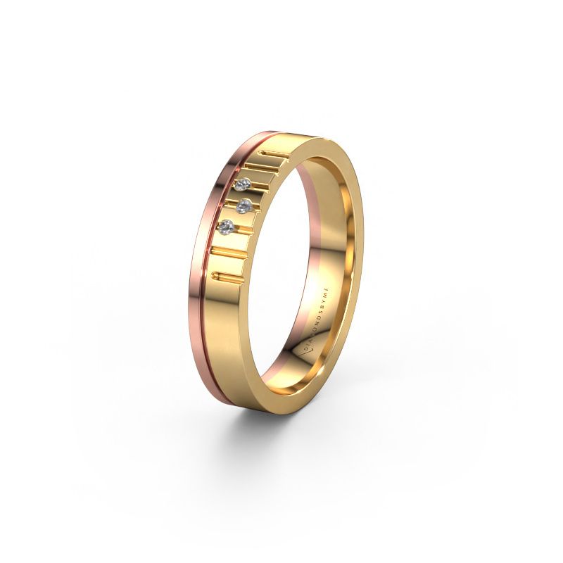 Bague d'amitié WH0332L14X 585 or jaune diamant synthétique ±4 x 1,5 mm