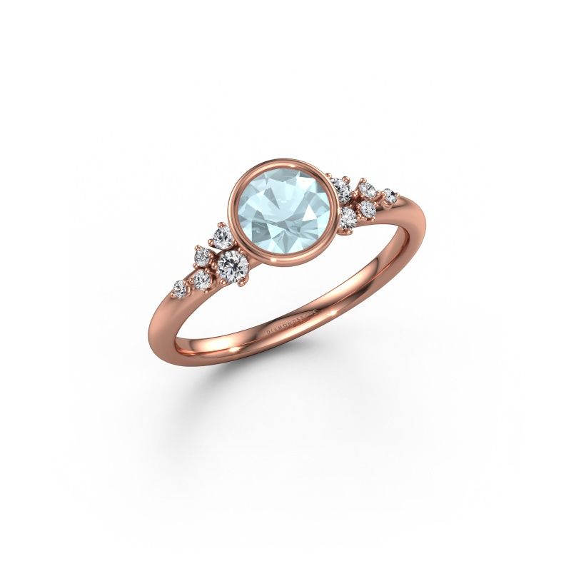 Engagement ring Aliyah RND 585 rose gold aquamarine 5.7 mm
