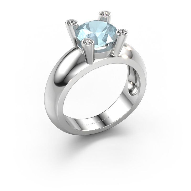 Ring Tamara RND 585 Weißgold Aquamarin 8 mm