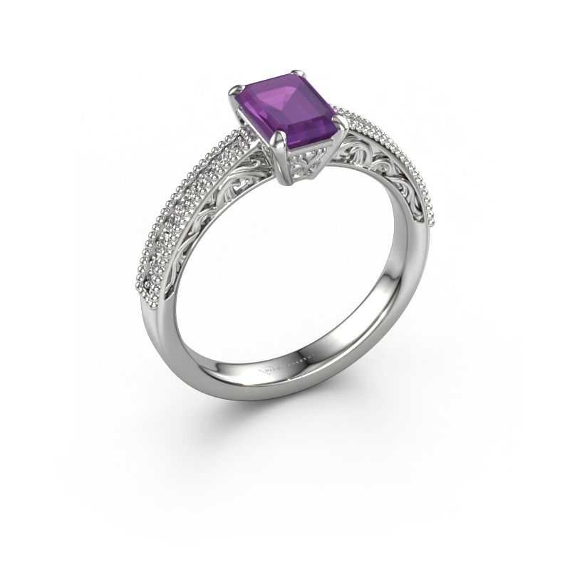 Engagement ring Shonta EME 950 platinum amethyst 7x5 mm