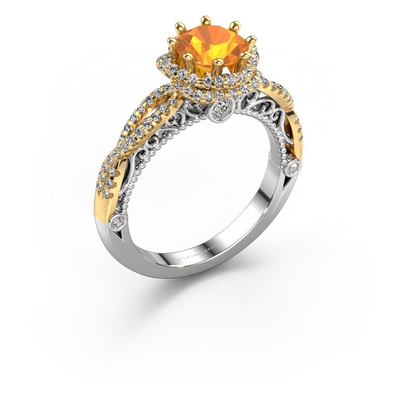 Verlovingsring Lysanne 585 witgoud citrien 6.5 mm