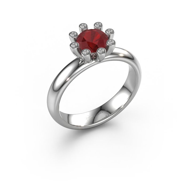Ring Carola 3 585 Weißgold Rubin 6 mm