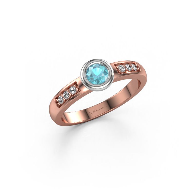 Bague de fiançailles Lieke 585 or rose topaze bleue 4 mm