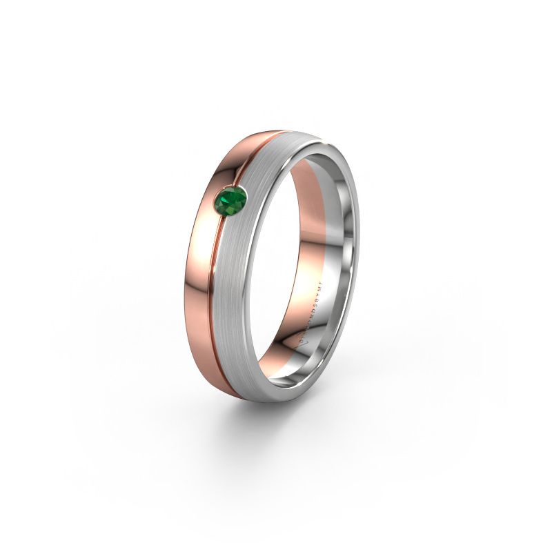 Trouwring WH0201L25APM 585 rosé goud smaragd ±5x1.7 mm