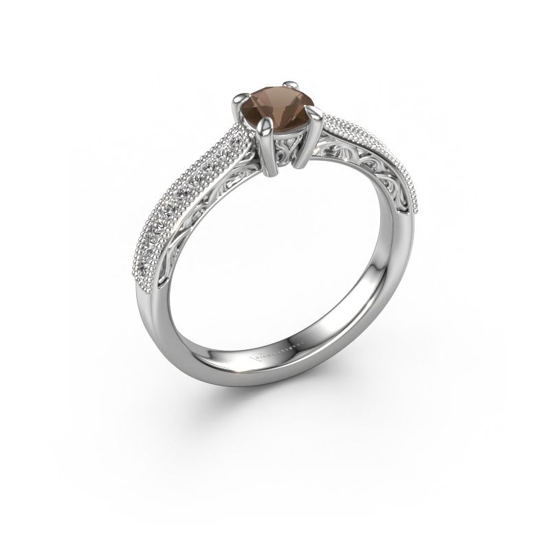 Belofte ring Shonta RND 950 platina rookkwarts 4.7 mm
