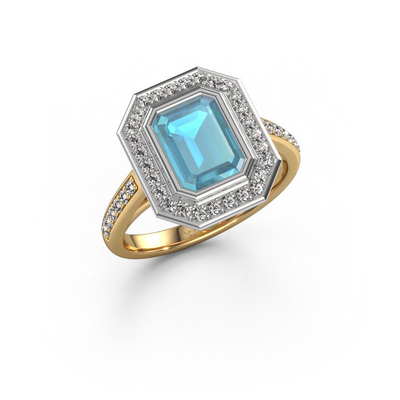 Verlobungsring Noud 2 EME 585 Gold Blau Topas 8x6 mm