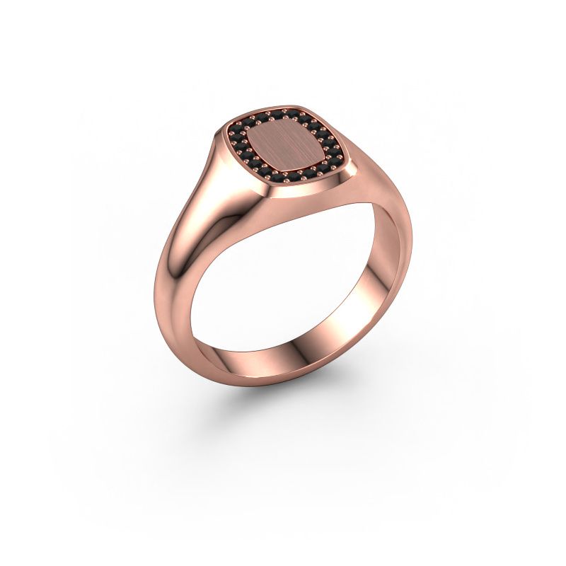 Men's ring Floris Cushion 1 585 rose gold black diamond 0.18 crt