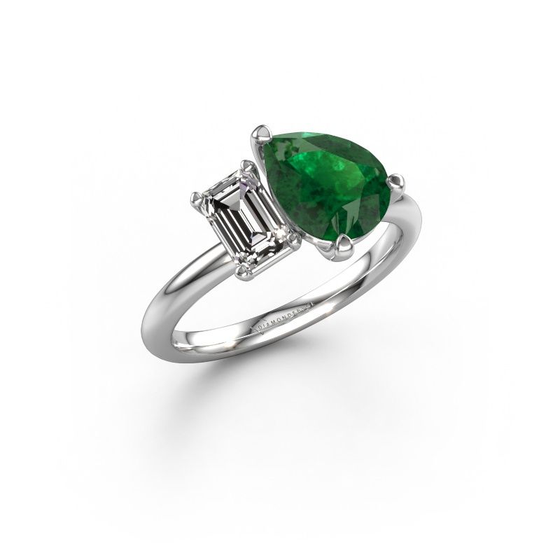 Verlobungsring Toi et Moi PER-EME 585 Weißgold Smaragd 9x7 mm