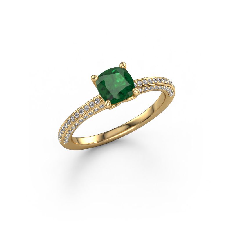Verlobungsring Elenore cus 585 Gold Smaragd 5.5 mm