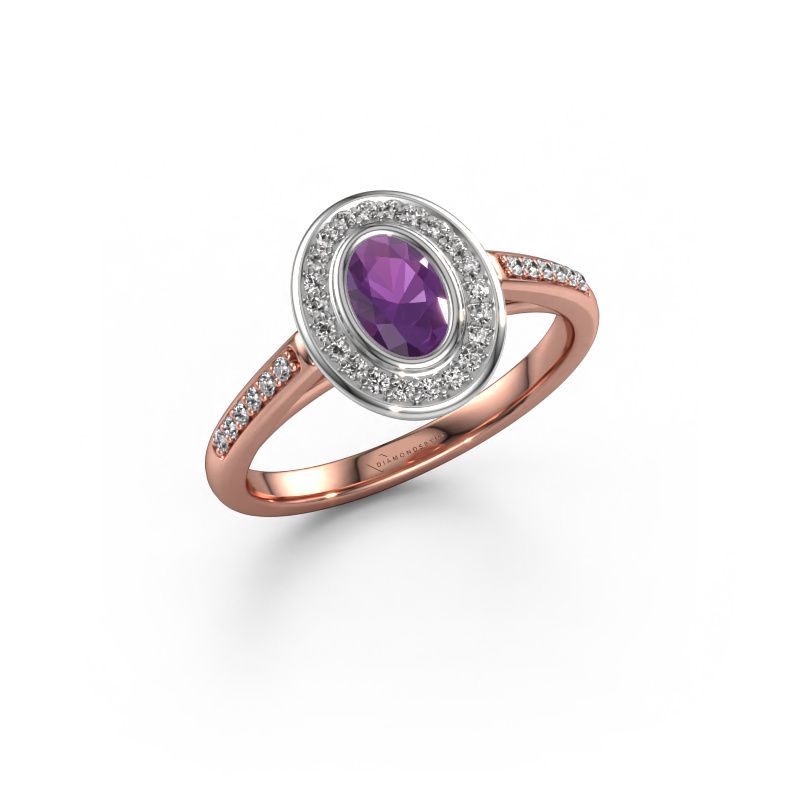 Engagement ring Noud 2 OVL 585 rose gold amethyst 6x4 mm