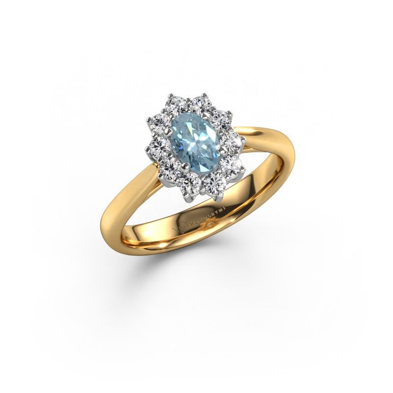 Engagement ring Leesa 1 express 585 gold blue lab grown diamond 6x4 mm