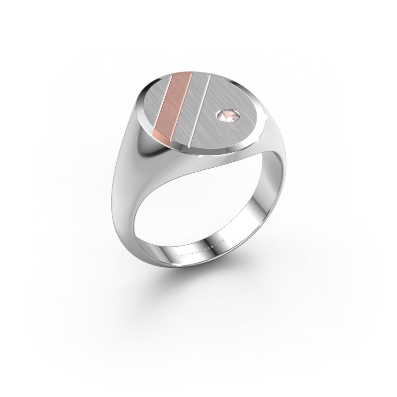 Signet ring Wesley 4 585 white gold morganite champagne 2.5 mm