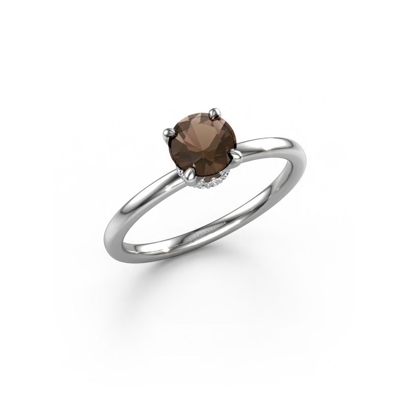 Verlovingsring Crystal RND 3 950 platina rookkwarts 5.5 mm