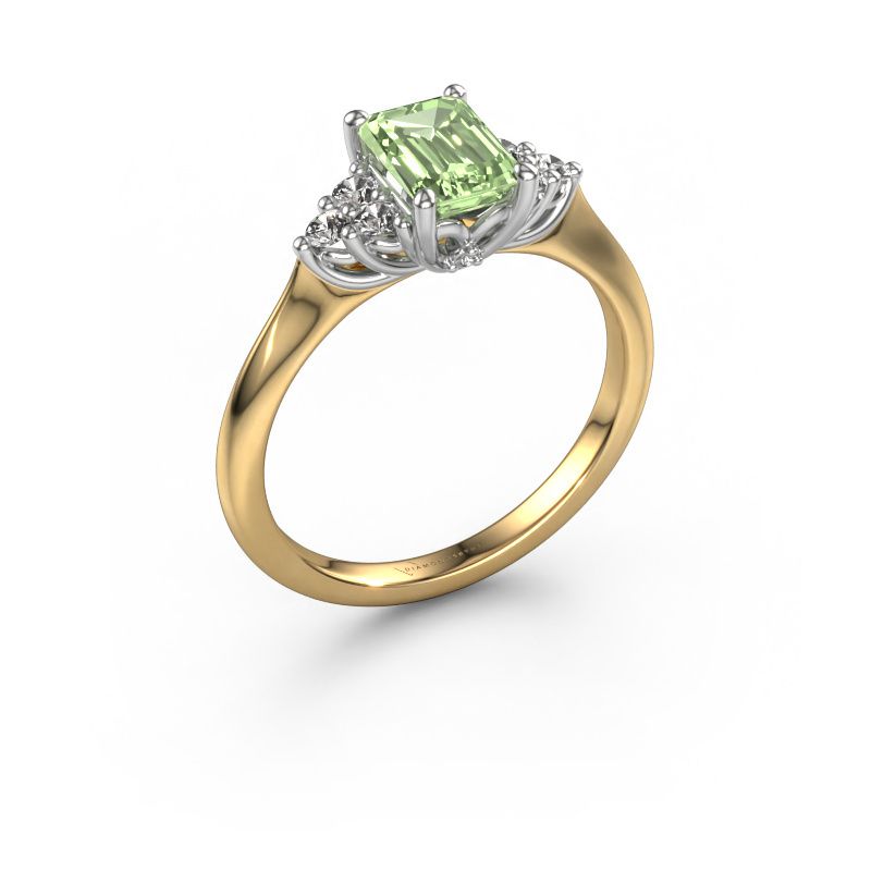 Engagement ring Felipa EME 585 gold green lab grown diamond 7x5 mm