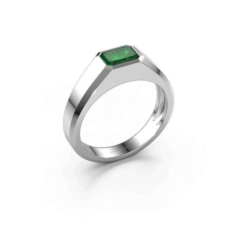 Men's ring Dylan 1 585 white gold emerald 7x5 mm