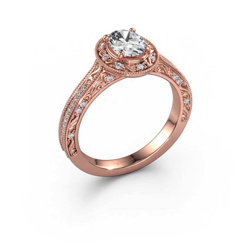 Engagement ring Alice OVL 585 rose gold lab grown diamond 0.904 crt