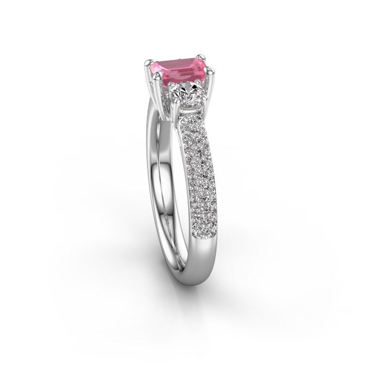 Image of Engagement Ring Marielle Eme<br/>950 platinum<br/>Pink sapphire 6x4 mm