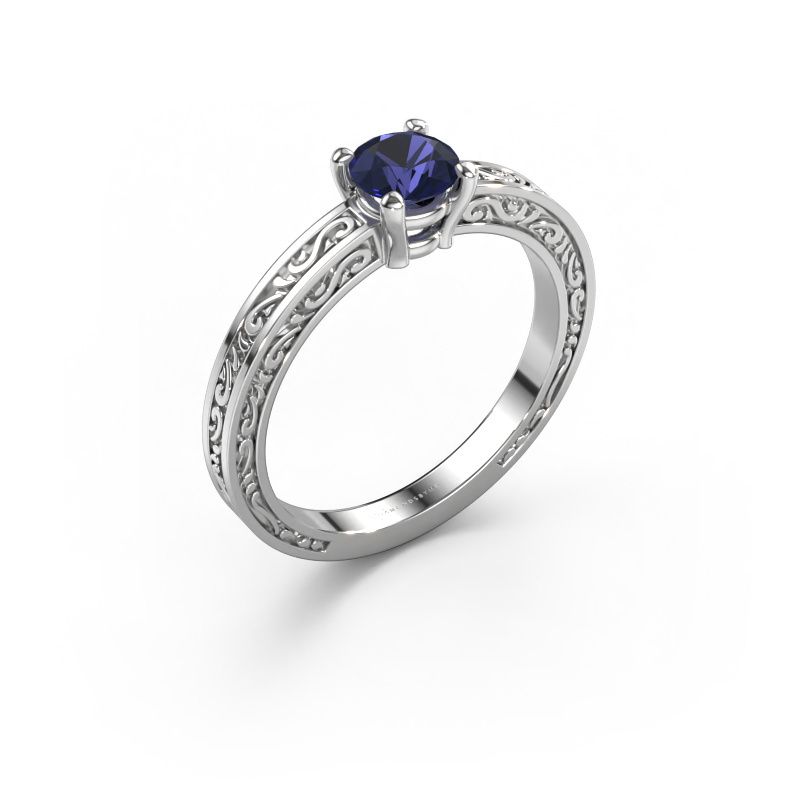 Bague de fiançailles Claudette 1 585 or blanc saphir 5 mm