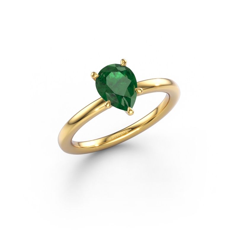 Engagement ring Crystal PER 1 585 gold emerald 8x6 mm