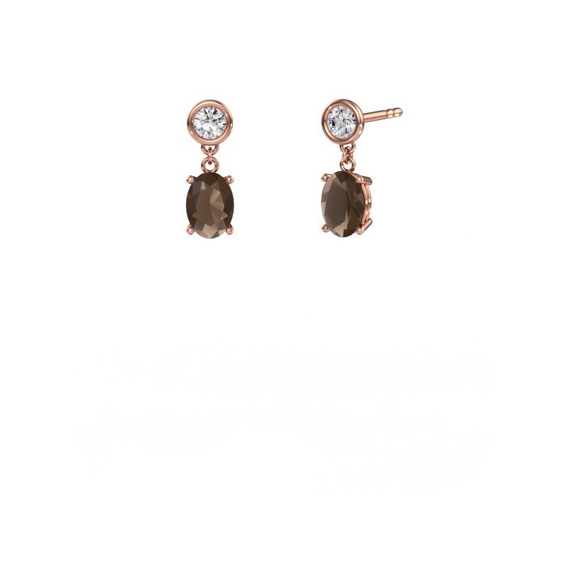 Pendants d'oreilles Lacey OVL 585 or rose quartz fumé 7x5 mm