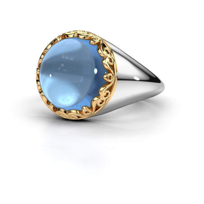 Afbeelding van Ring Birgit<br/>585 witgoud<br/>Blauw topaas 12 mm