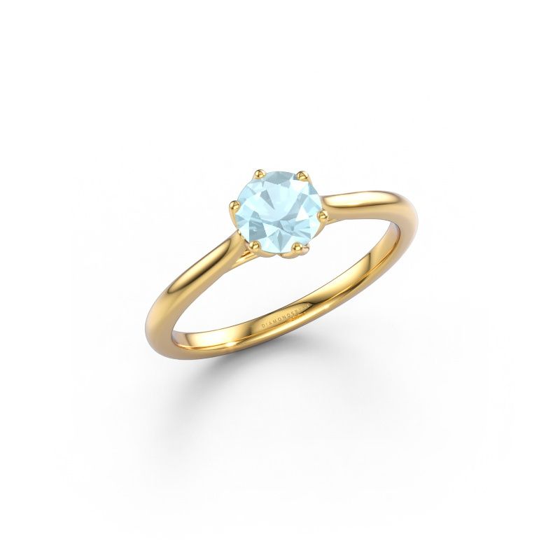 Bague de fiançailles Winona RND 585 or jaune aigue-marine 5 mm