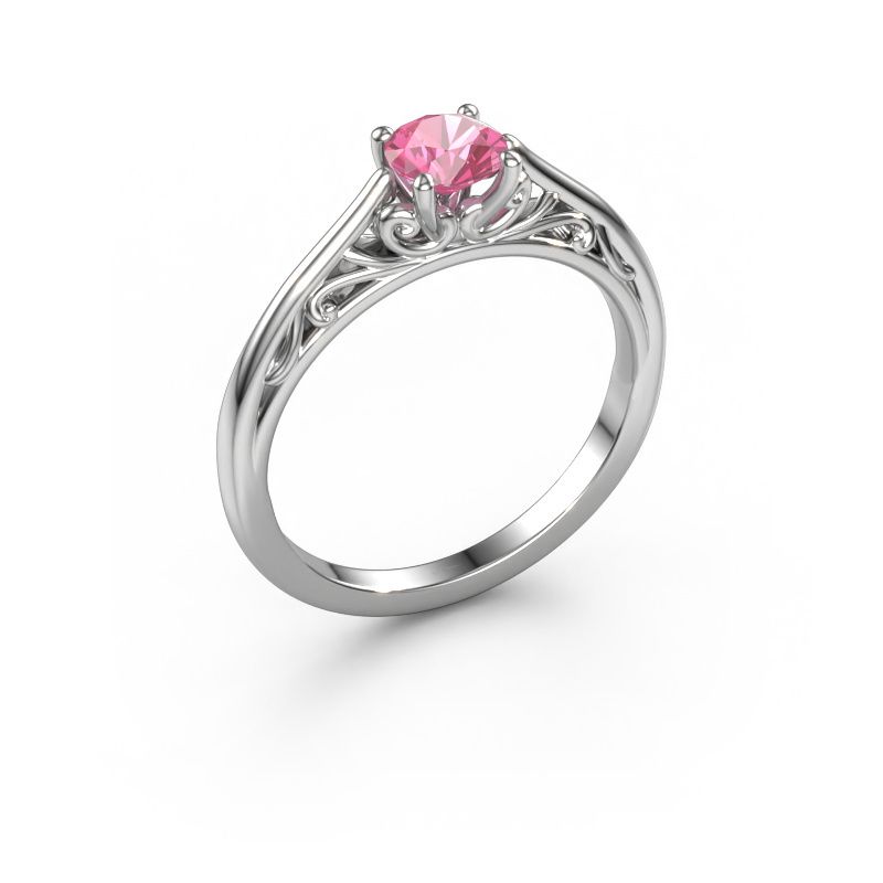 Bague de fiançailles Shannon rnd 950 platine saphir rose 5 mm
