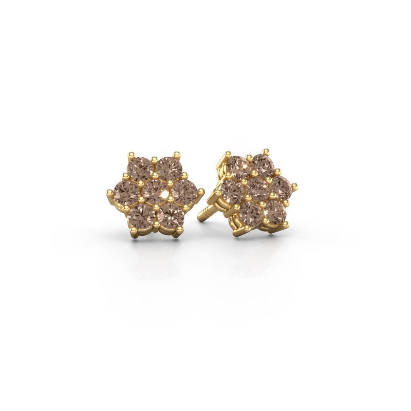 Clous d'oreilles Bonita 585 or jaune diamant brun 0.77 crt