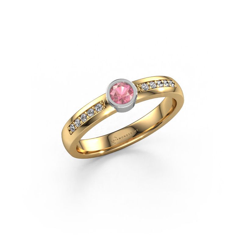 Anello Ise 2 585 oro tormalina rosa 4 mm