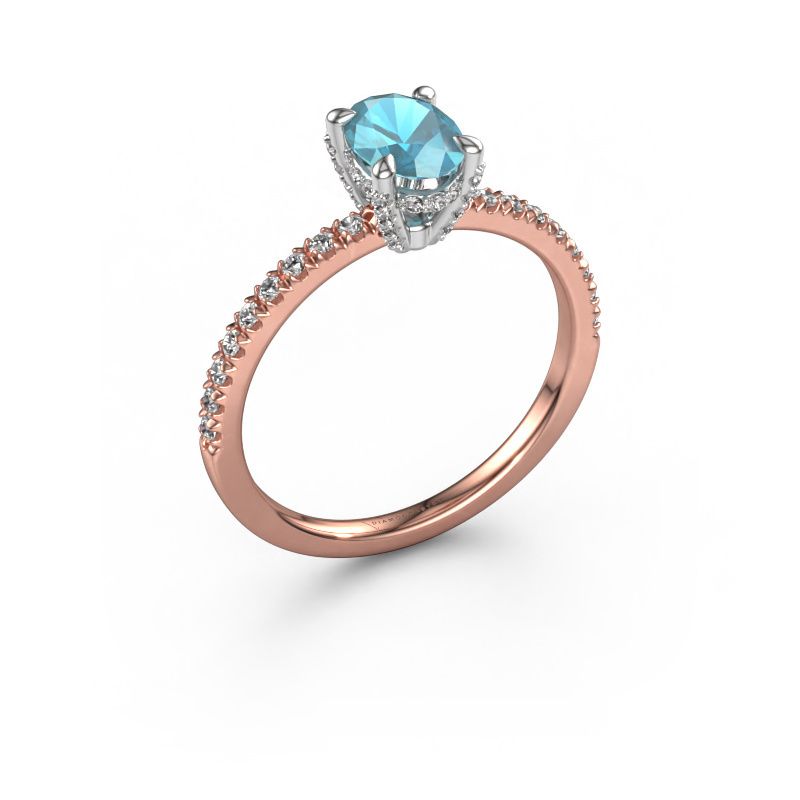 Engagement ring Saskia 1 OVL 585 rose gold blue topaz 7x5 mm