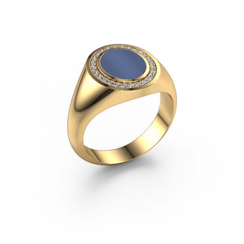 Pinky Ring Adam 1 585 Gold Blau Lagenstein 10x8 mm