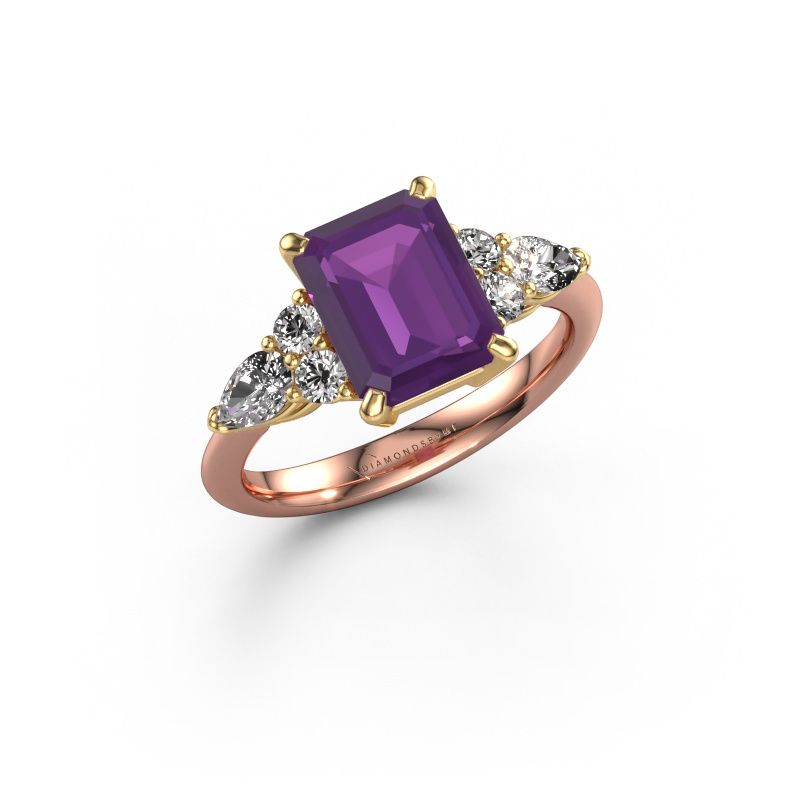 Promise ring Melani EME 585 rosé goud amethist 9x7 mm