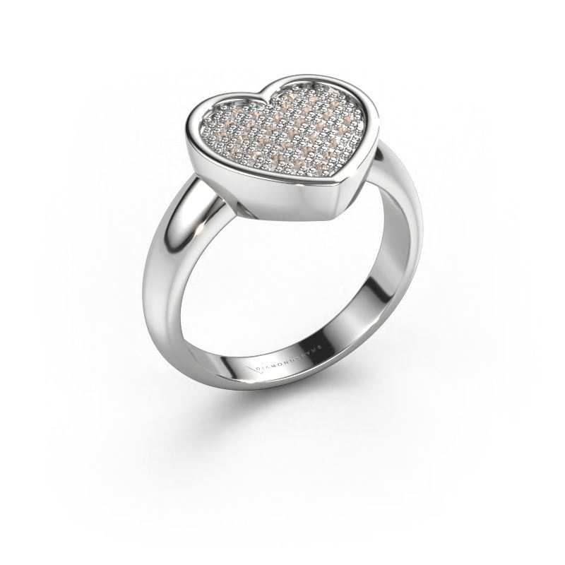 Ring Veerle 585 witgoud bruine diamant 0.15 crt