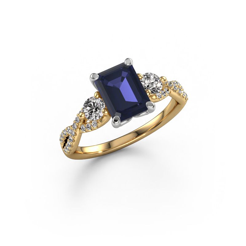 Verlobungsring Marilou EME 585 Gold Saphir 8x6 mm