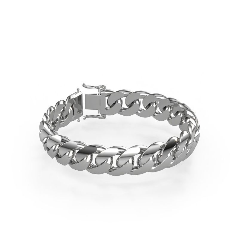 Cuban armband ±15 mm 585 witgoud