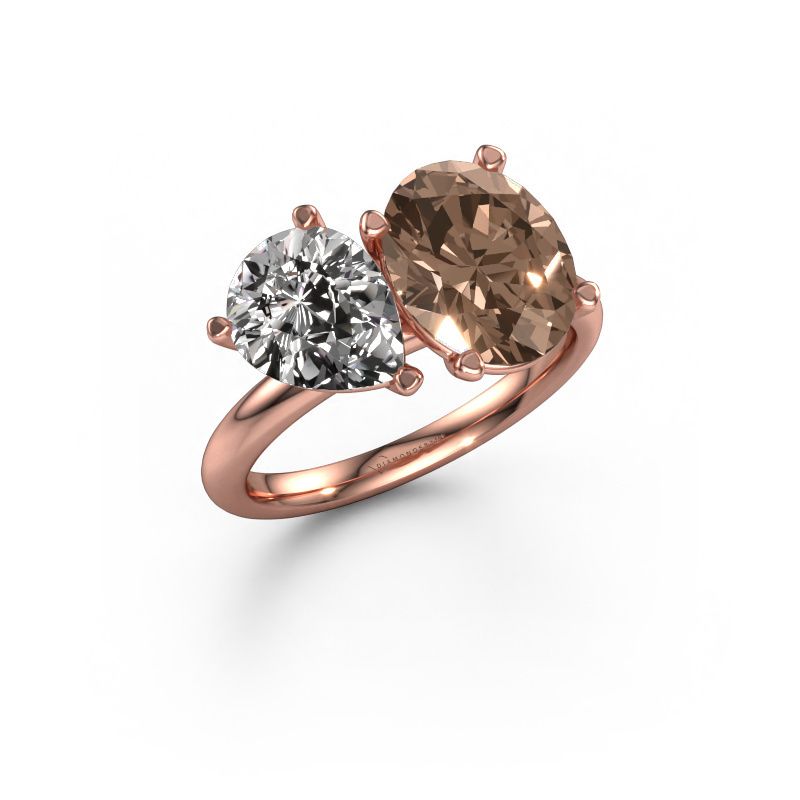 Engagement ring Toi et Moi OVL-PER 585 rose gold brown diamond 1.75 crt