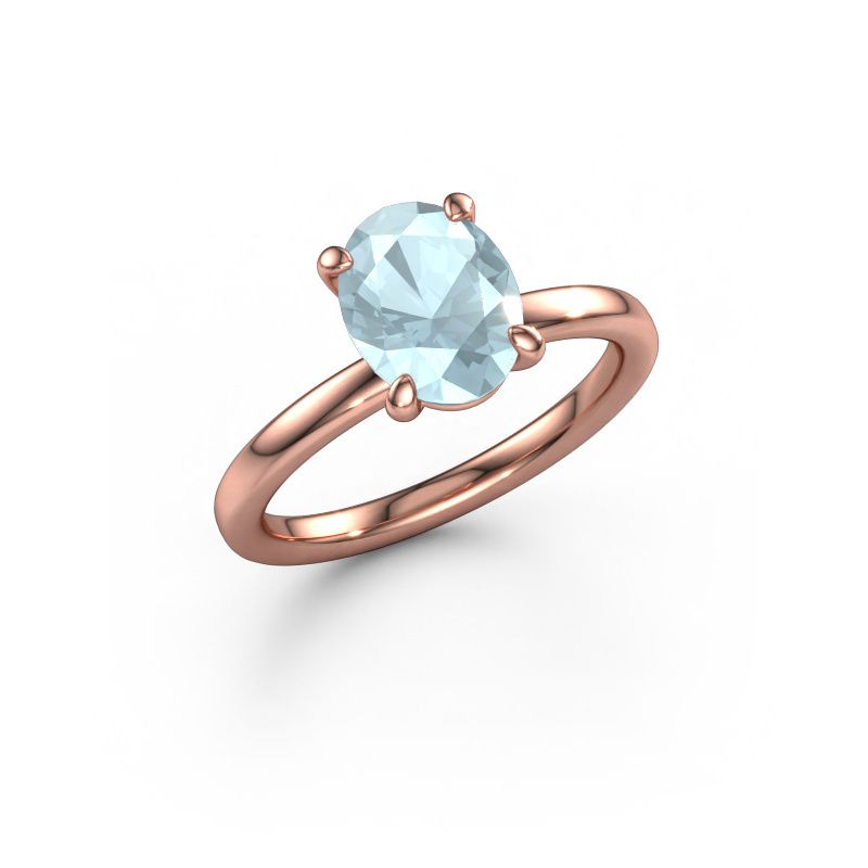 Engagement ring Simone OVL 1 585 rose gold aquamarine 9x7 mm