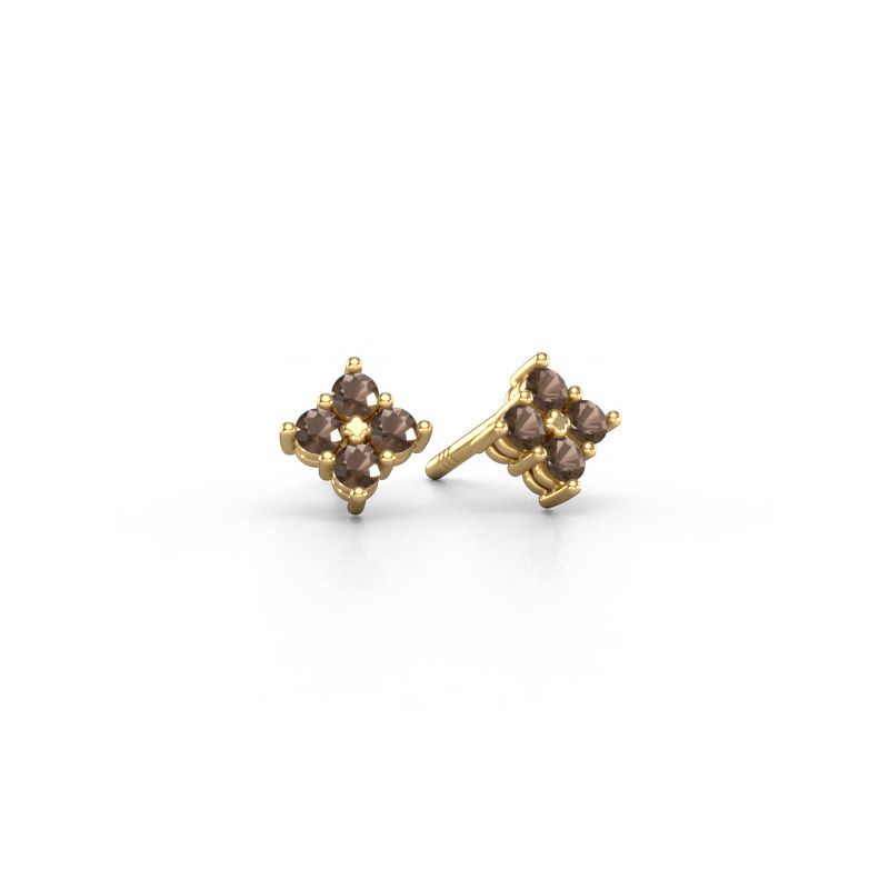 Clous d'oreilles Maryetta 585 or jaune quartz fumé 2 mm