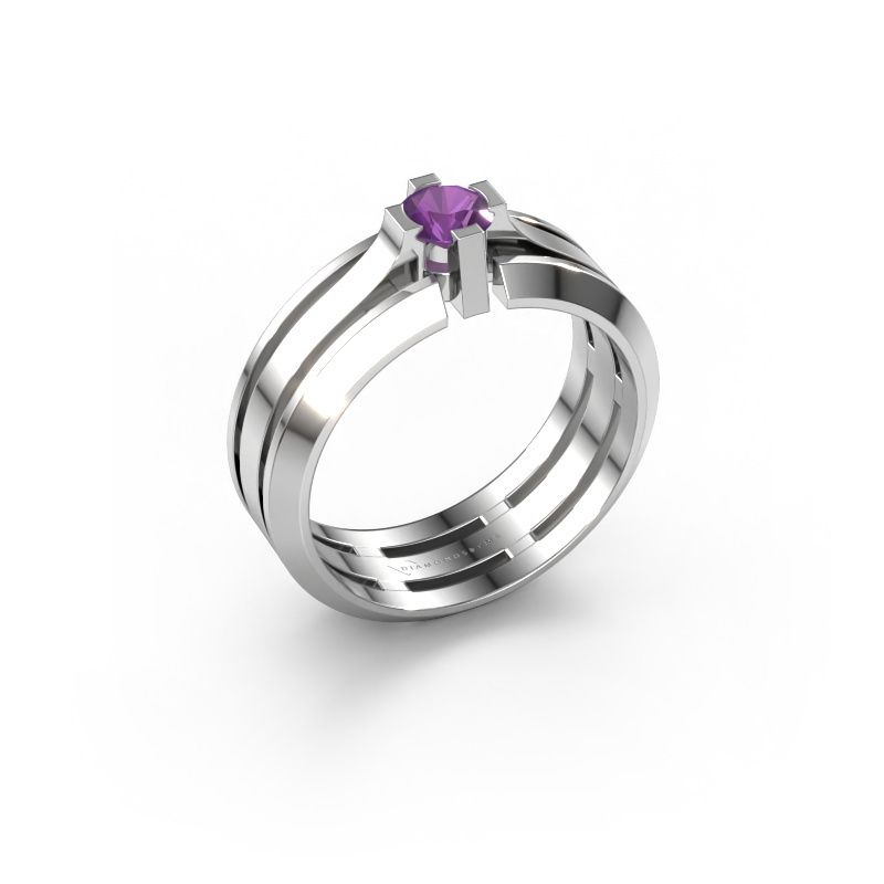 Heren ring Sem 950 platina amethist 4.7 mm
