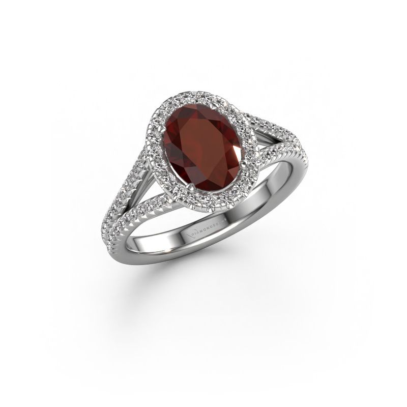 Engagement ring Verla ovl 2 585 white gold garnet 8x6 mm