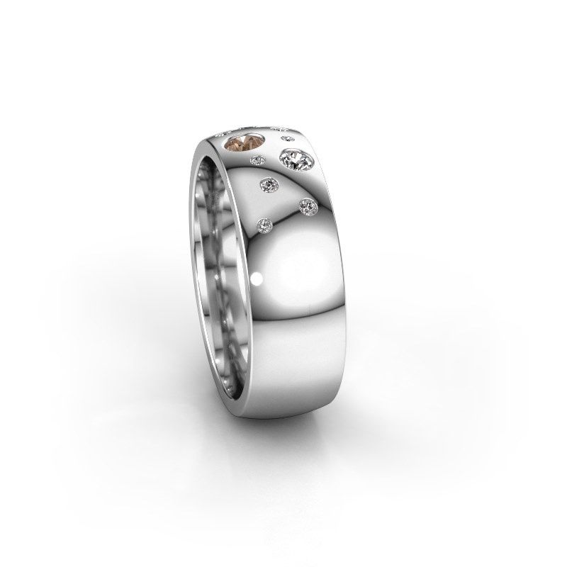 Image of Wedding ring WH0141L26BP<br/>585 white gold ±7x2 mm<br/>Brown diamond