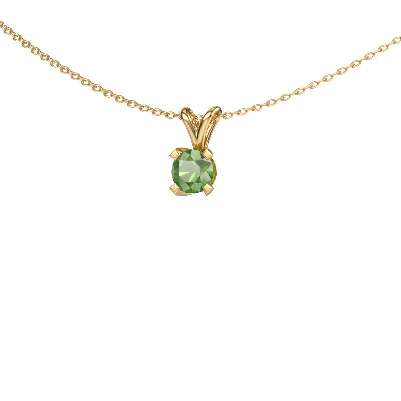 Pendentif Eva 585 or jaune vert tourmaline 5 mm