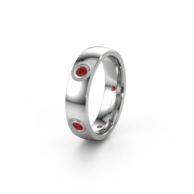 Wedding ring WH0139L25BP 585 white gold ruby ±5x2 mm