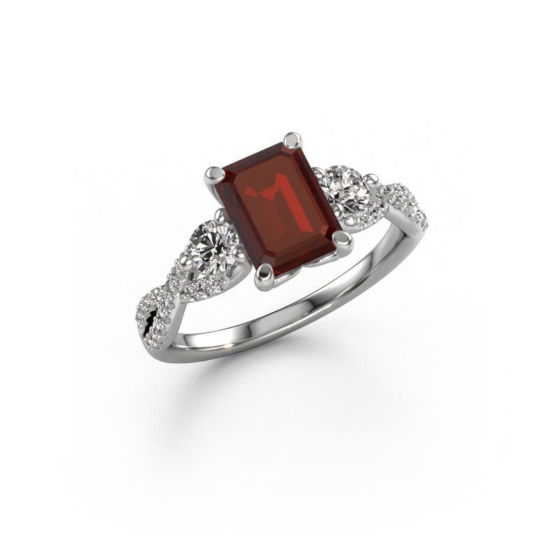 Engagement ring Marilou EME 585 white gold garnet 8x6 mm