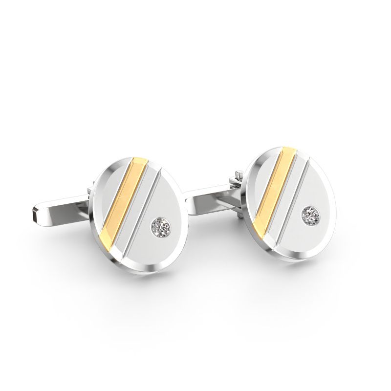 Cufflinks Wesley 585 white gold diamond 0.16 crt