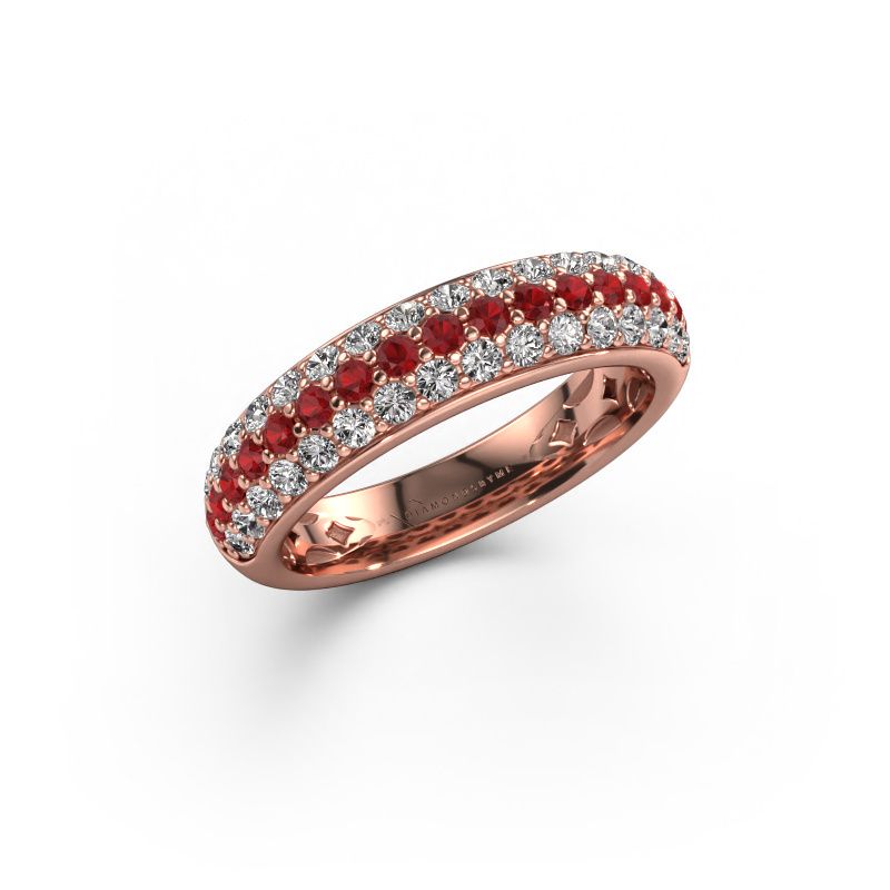 Ring Emely 6 585 rosé goud robijn 1.7 mm