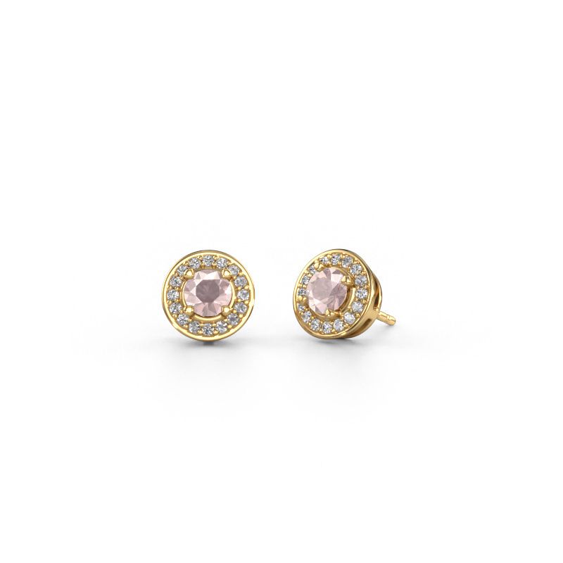 Stud earrings Agaat 585 gold morganite champagne 5 mm