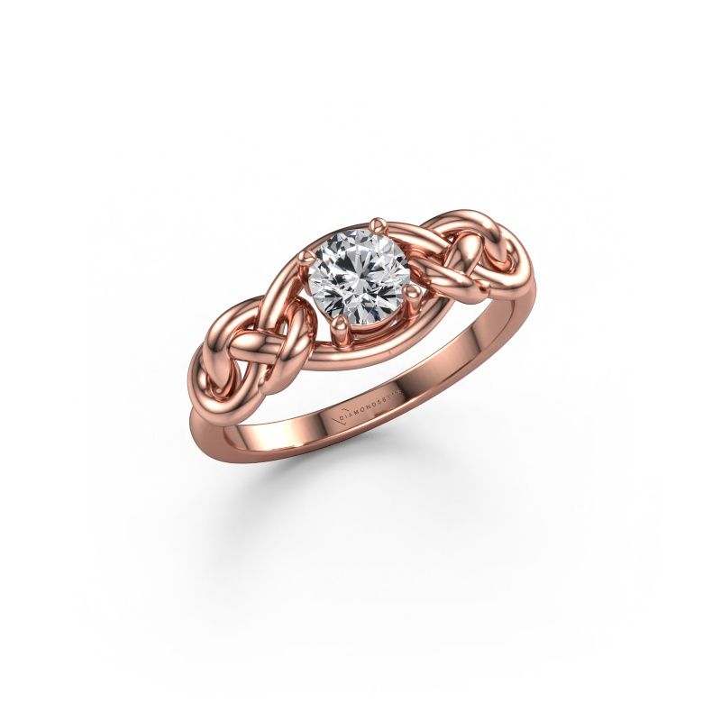 Bague Zoe 585 or rose diamant synthétique 0.50 crt
