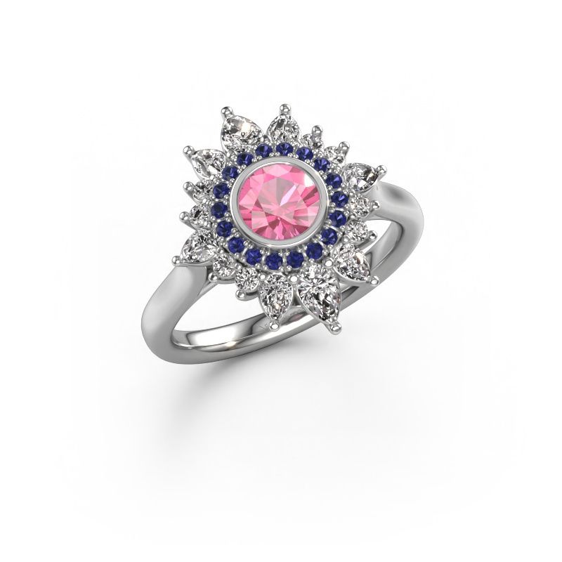 Bague de fiançailles Tianna 585 or blanc saphir rose 5 mm